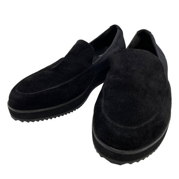 Eileen Fisher Dell Platform Loafer Black Suede Stretch Slip-On Women Sz 8.5 - Picture 1 of 11